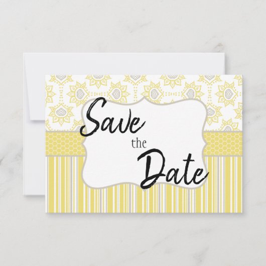 Bee Yellow und Gray Geometric Save The Date (Vorderseite)