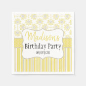 Bee Yellow und Gray Geometric Serviette (Vorderseite)