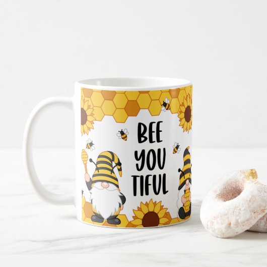 Bee you beautiful Gnome bee Hive Design Coffee Tas Kaffeetasse (Mit Donut)