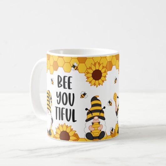 Bee you beautiful Gnome bee Hive Design Coffee Tas Kaffeetasse (Vorderseite Links)