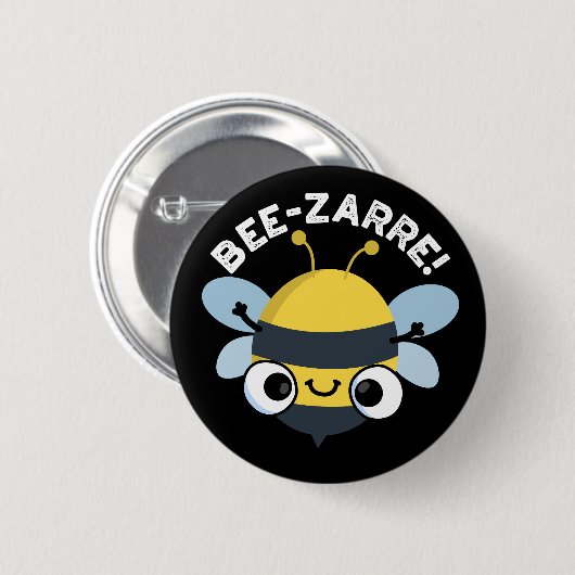 Bee-zarre Funny Bizarre Bee Pun Dark BG Button (Vorne & Hinten)