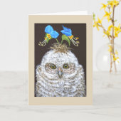 Beebee the owlet Grußkarte Karte (Gelbe Blume)
