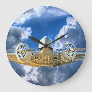 Beech 18 Flying High Design Große Wanduhr