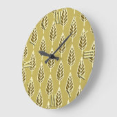 Beech leaf pattern - Camel tan and brown Große Wanduhr (Winkel)