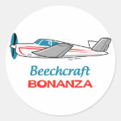 Beechcraft Bonanza Runder Aufkleber (Vorderseite)