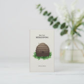 Beeehive u. Bienen auf grünem Blattbraun Visitenkarte (Stehend Vorderseite)