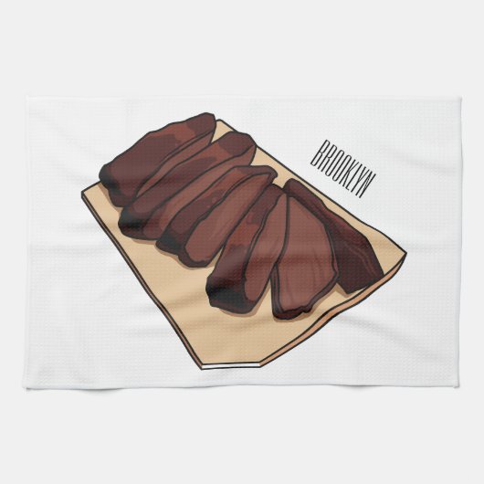 Beef brisket cartoon illustration  geschirrtuch (Horizontal)
