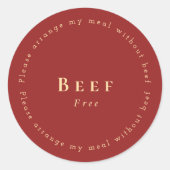 Beef-Free Request Sticker, Dark red Runder Aufkleber (Vorderseite)