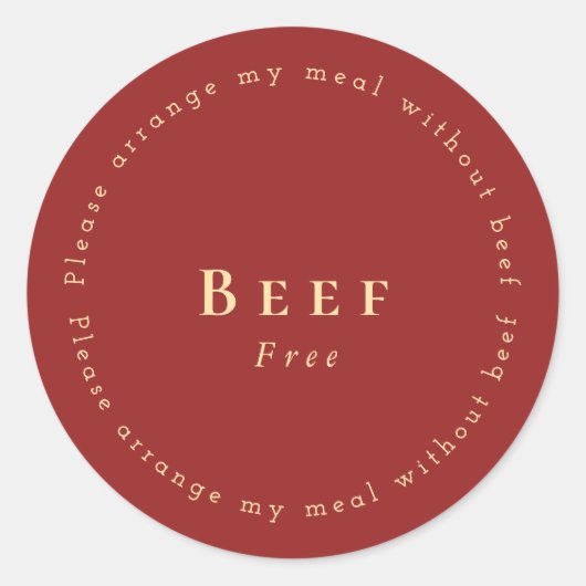Beef-Free Request Sticker, Dark red Runder Aufkleber (Vorderseite)