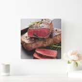 Beef steak quadratische wanduhr (Zuhause)
