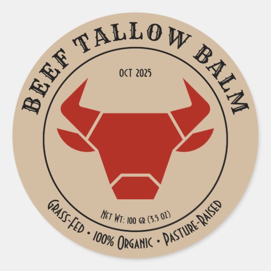 Beef Tallow Balm Label Sticker (Vorderseite)
