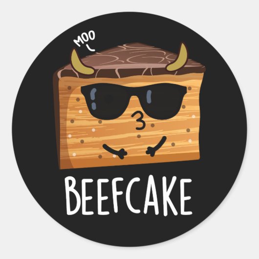 Beefcake Funny Cake Pub Dark BG Runder Aufkleber (Vorderseite)