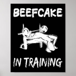 Beefcake in Training Gym Muscle Funny Bodybuilding Poster