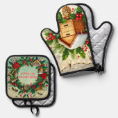 Beehive and Christmas Oven Mitt & Pot Holder Set (Vorderseite/Rückseite)