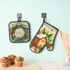 Beehive and Christmas Oven Mitt & Pot Holder Set