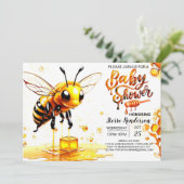 Beehive Baby Dusche Einladung (Stehend Vorderseite)