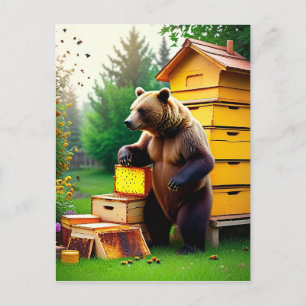 Beehive Bear Foto Postkarte