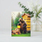 Beehive Bear Foto Postkarte (Stehend Vorderseite)