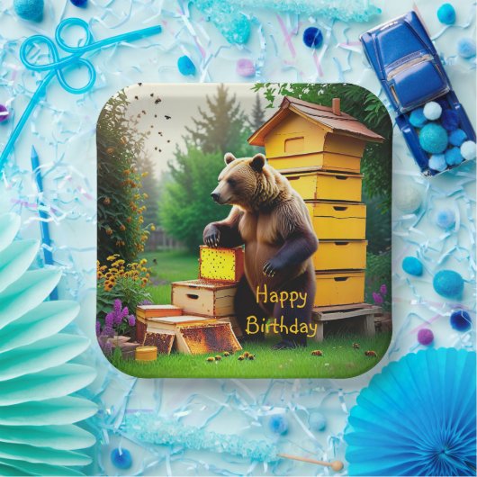 Beehive Bear Pappteller (Party)