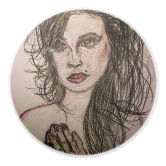 Beehive Girl Praying Keramikknauf (Vorderseite)