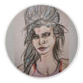 Beehive Girl Walking Keramikknauf (Vorderseite)