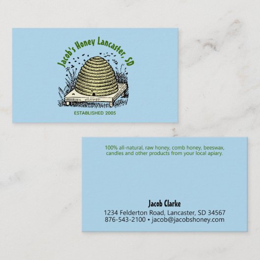 Beehive Honey Light Blue Visitenkarte (Vorne/Hinten)