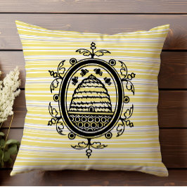 Beehive Yellow und Gray Geometric Kissen