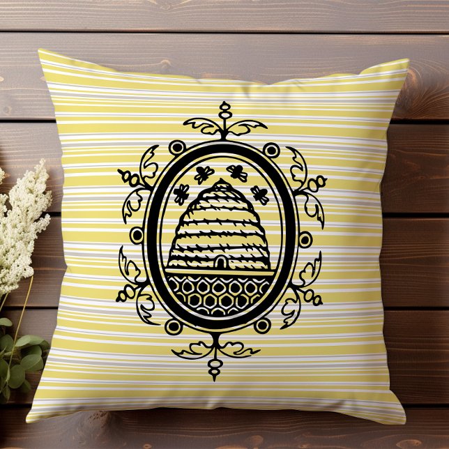 Beehive Yellow und Gray Geometric Kissen (Von Creator hochgeladen)