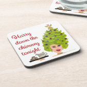 Beeil dich um den Weihnachtsmann-Untersetzer im Sc Getränkeuntersetzer (Linke Seite)