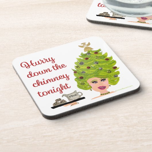 Beeil dich um den Weihnachtsmann-Untersetzer im Sc Getränkeuntersetzer (Linke Seite)