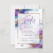 Beeindruckende Aquamarine Lila Abstrakte Speisen U RSVP Karte (Vorderseite)