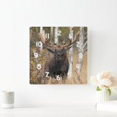 Beeindruckende Bull Moose Quadratische Wanduhr (Zuhause)