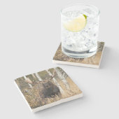 Beeindruckende Bull Moose Steinuntersetzer (Seitenansicht)