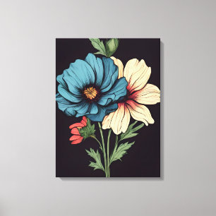 Beeindruckende Kunst in Blau und Weiß Leinwanddruck