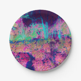 Beeindruckende Lila und heiß rosa Landschaft Pappteller