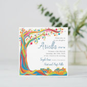 Beeindruckender bunter Baum des Lebens in Jerusale Einladung (Stehend Vorderseite)