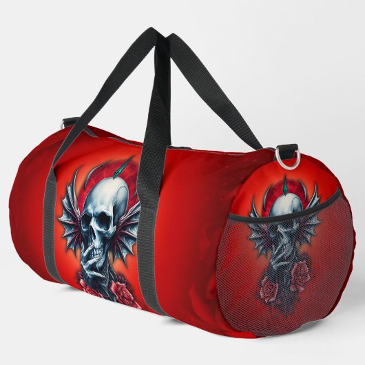Beeindruckender, realistischer Schädel mit Flügeln Duffle Bag (Rechte Ecke)