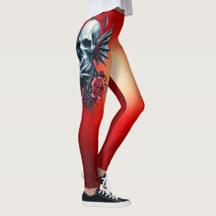 Beeindruckender, realistischer Schädel mit Flügeln Leggings