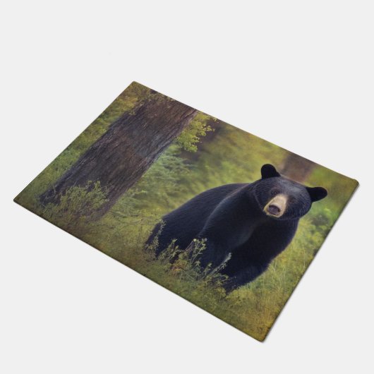 Beeindruckender Schwarzbär Fußmatte (Schrägansicht)