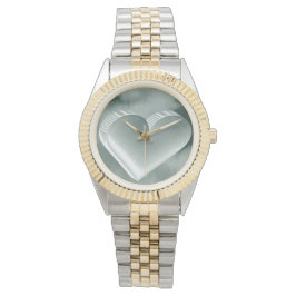 Beeindruckendes original Aquarellsilber 3D-Herz Armbanduhr