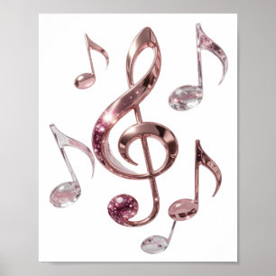 Beeindruckendes Silber MUSIC IN THE AIR 3D-Textkun Poster