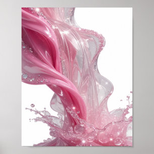 Beeindruckendes Silber PINK LIQUID FLOW Design Poster