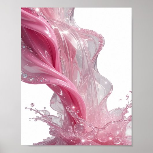 Beeindruckendes Silber PINK LIQUID FLOW Design Poster (Vorne)