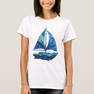 Beeindruckendes Silbernes BLUE ICE SAILBOAT 3D-Tex T-Shirt