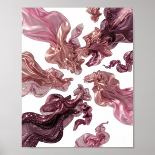Beeindruckendes Silbernes FLYING FABRIC Design Poster