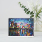 Beeinonistic Austin City downtown painting Postkarte (Stehend Vorderseite)