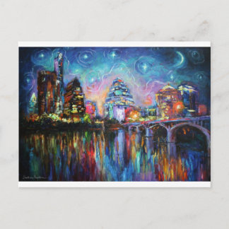 Beeinonistic Austin City downtown painting Postkarte