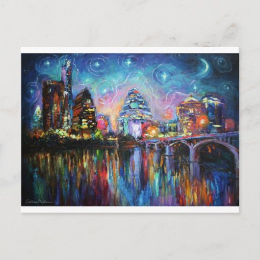 Beeinonistic Austin City downtown painting Postkarte (Vorderseite)