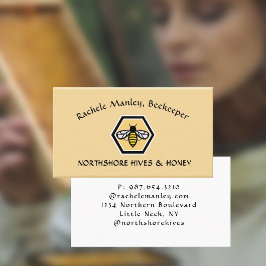 BEEKEEPER APIARY Visitenkarte Hexagon und Biene