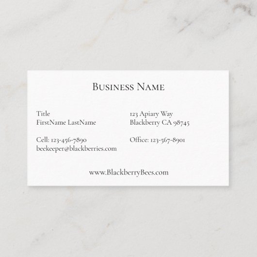 Beekeeper Blackberry Visitenkarte (Rückseite)